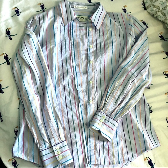 Orvis women’s blue button down 8 work stripe - Picture 5 of 10